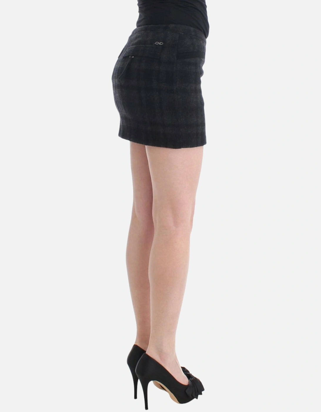 Mini Skirt Plaid Pattern Women - Gray