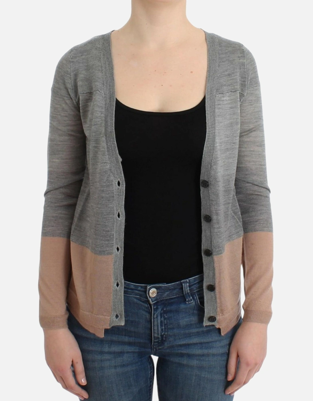 TwoTone Knit Cardigan Women - Gray Sweaters