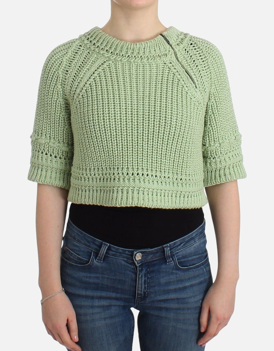 Cropped Knit Cardigan Sweater Women - Green, 7 of 6