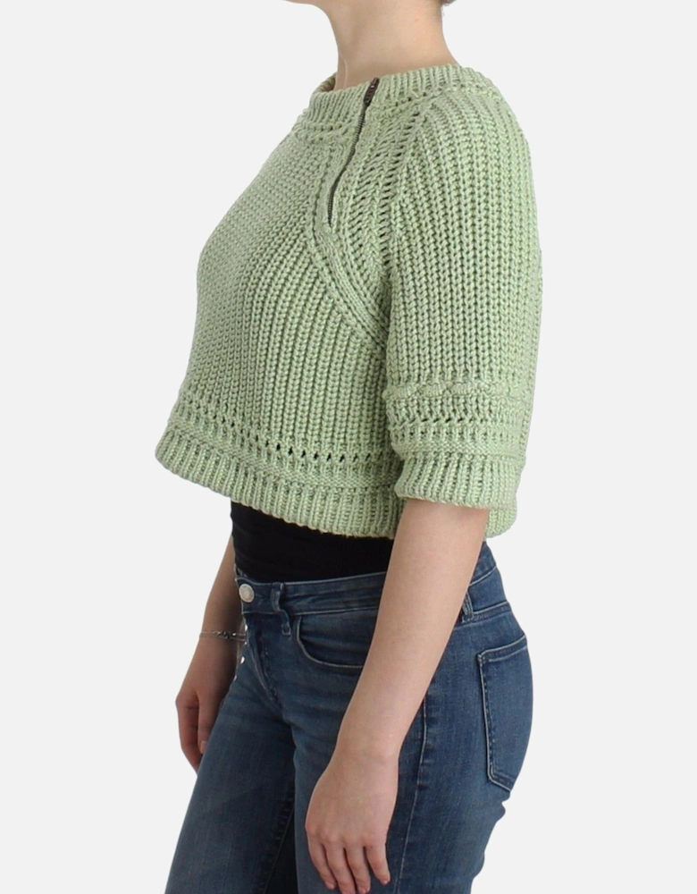 Cropped Knit Cardigan Sweater Women - Green