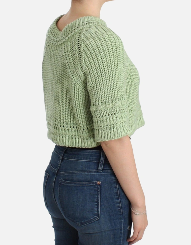 Cropped Knit Cardigan Sweater Women - Green