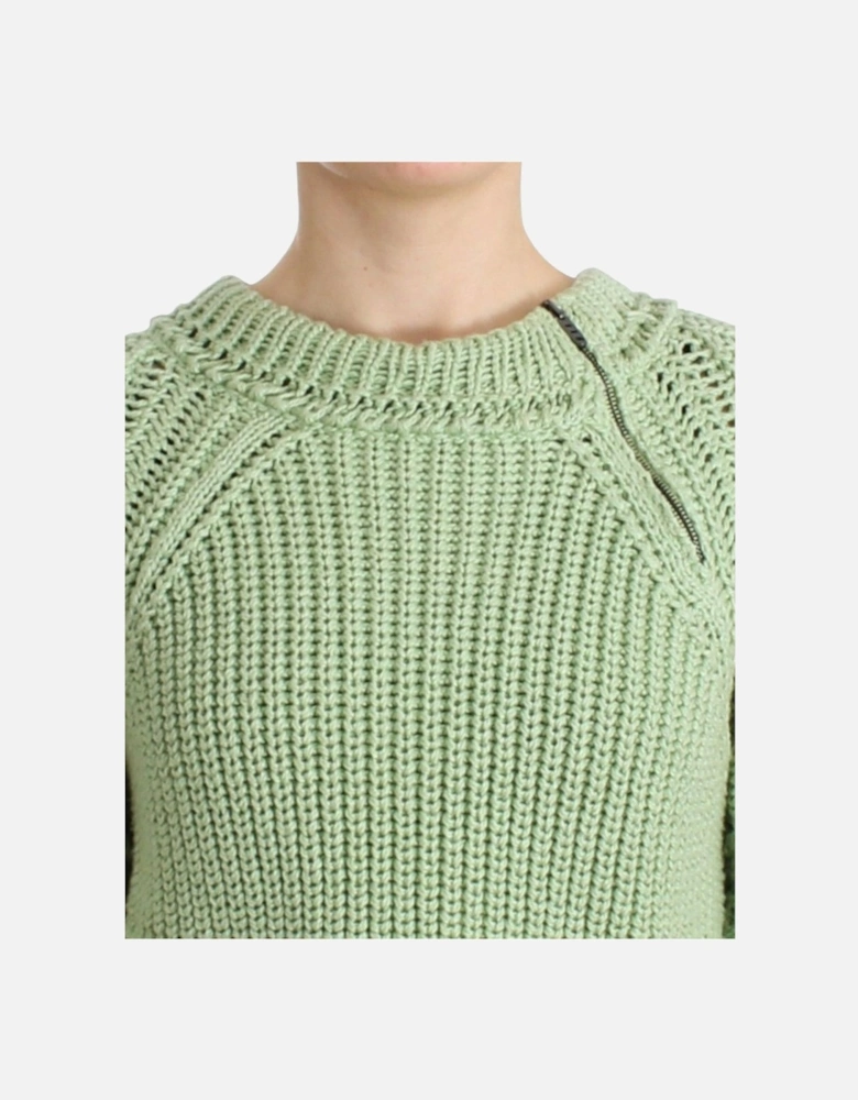 Cropped Knit Cardigan Sweater Women - Green