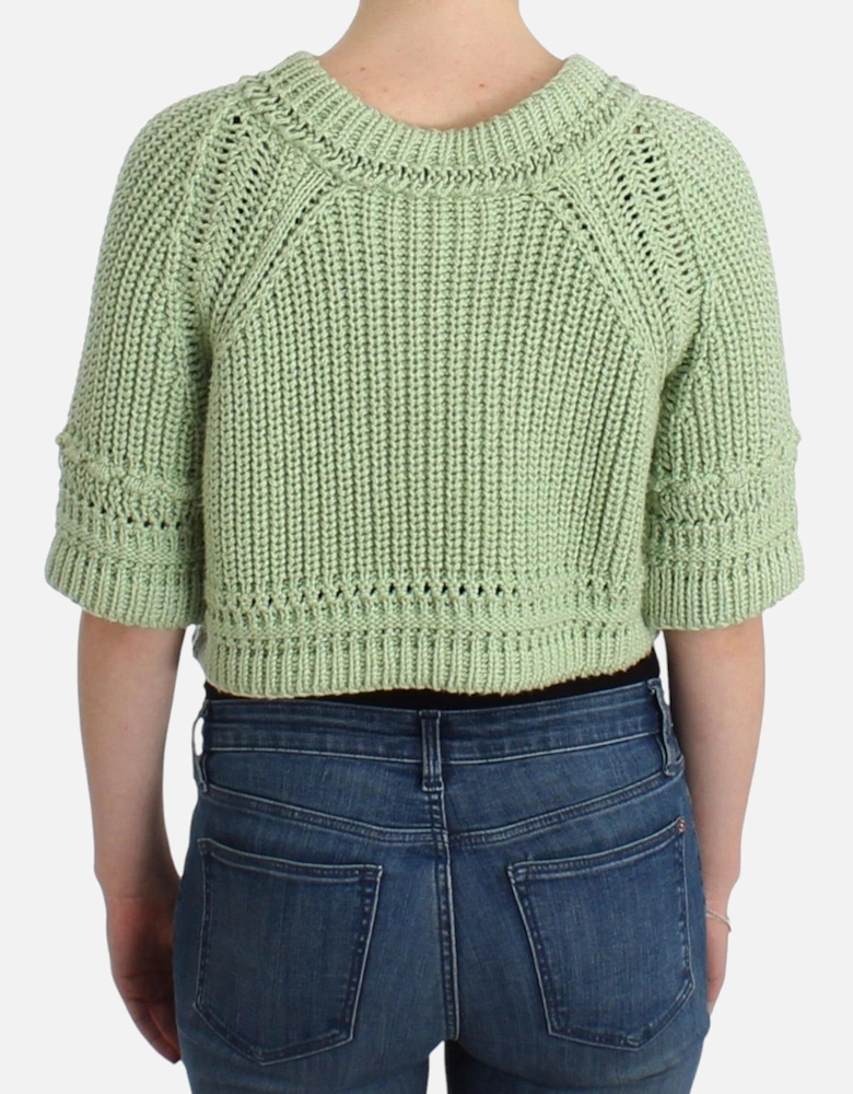 Cropped Knit Cardigan Sweater Women - Green