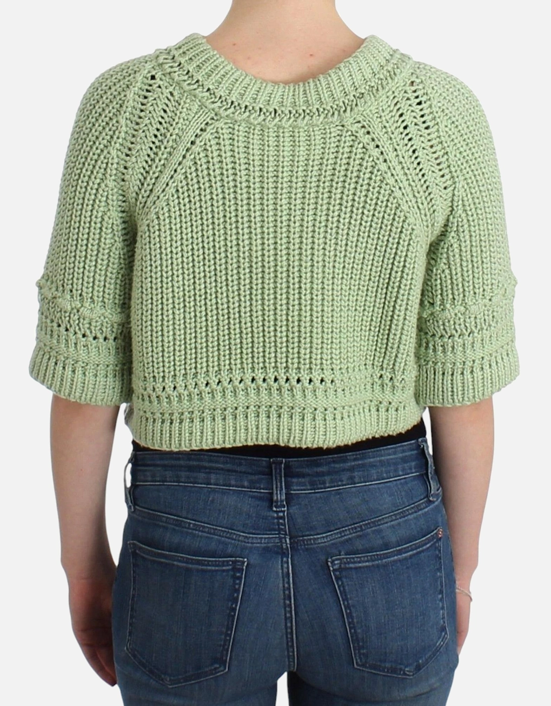 Cropped Knit Cardigan Sweater Women - Green