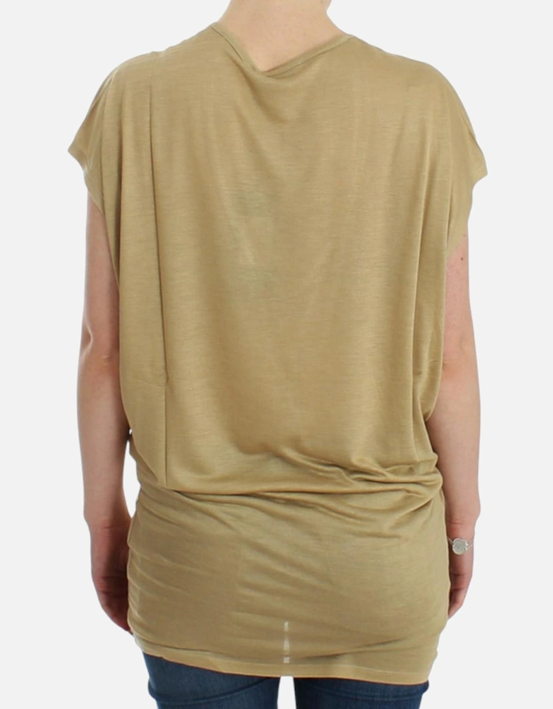Silk VNeck TShirt Women - Beige T-Shirts