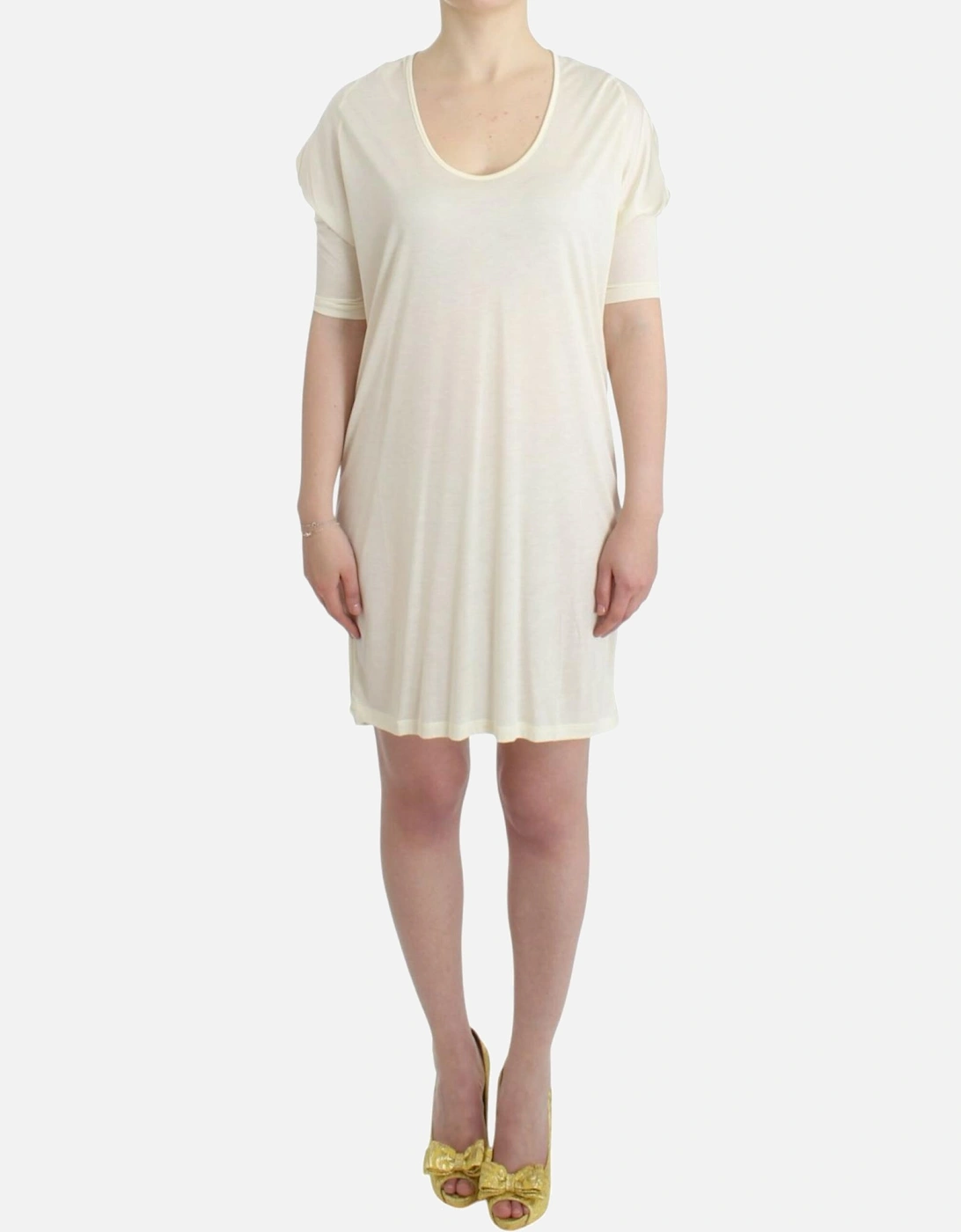 Costume National Women's White Short Sleeve Modal Above-Knee Dress Dresses - : Size 10