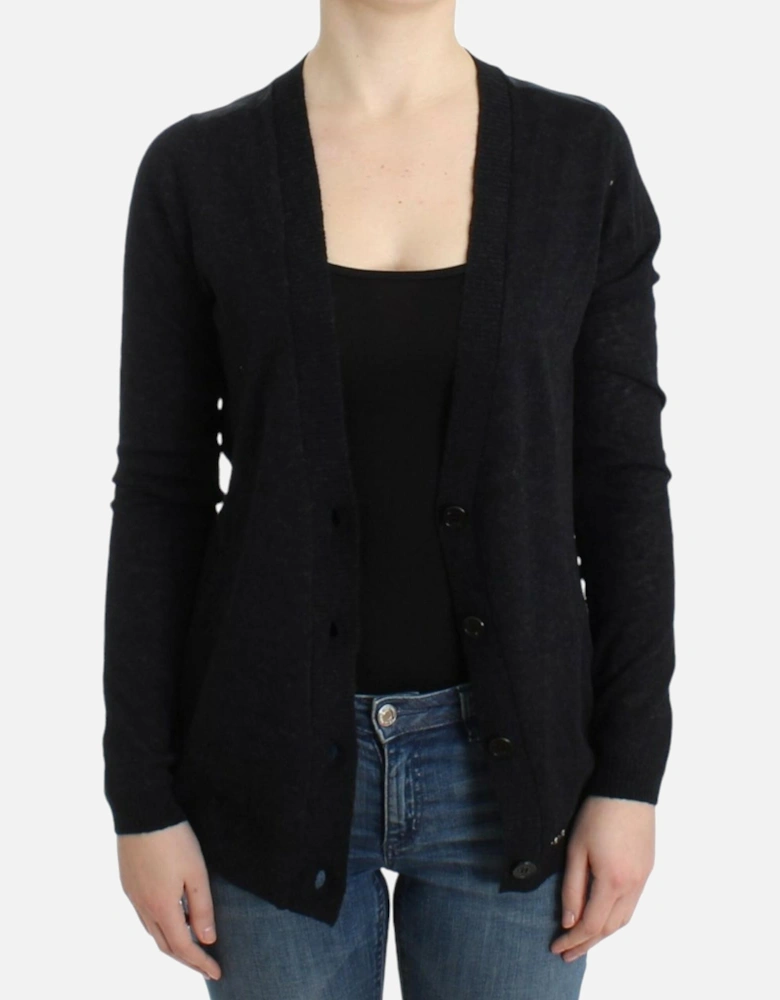VNeck Long Sleeve Cardigan Women - Gray Sweaters