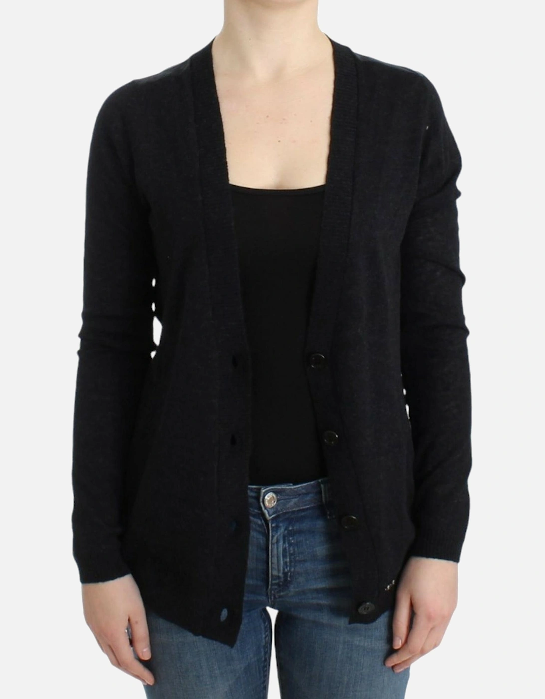 VNeck Long Sleeve Cardigan Women - Gray Sweaters