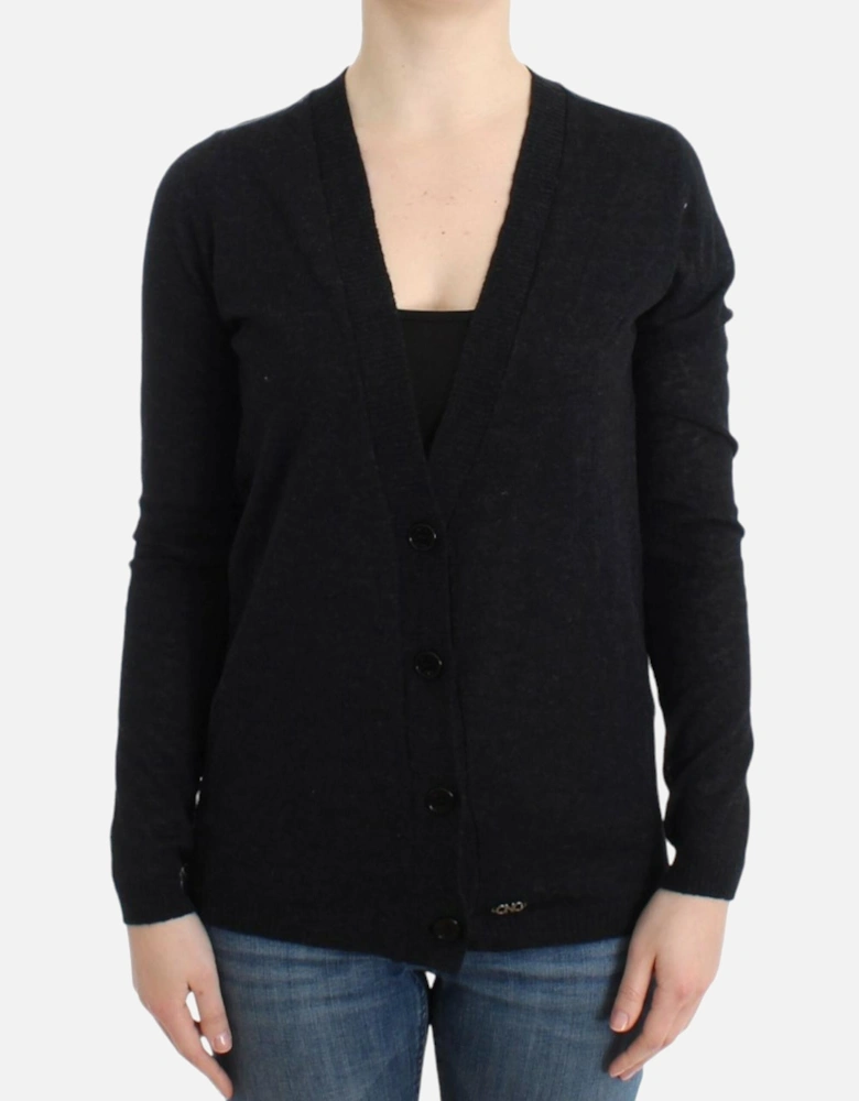 VNeck Long Sleeve Cardigan Women - Gray Sweaters