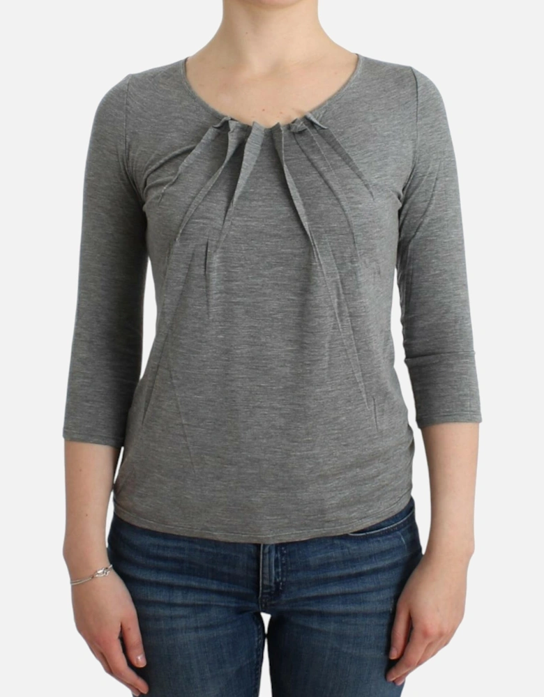 34 Sleeve Pleated Blouse Women - Gray T-Shirts