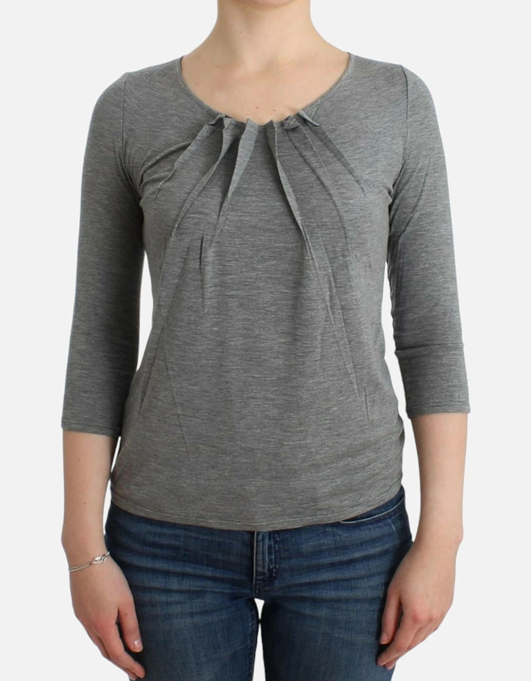 34 Sleeve Pleated Blouse Women - Gray T-Shirts, 7 of 6