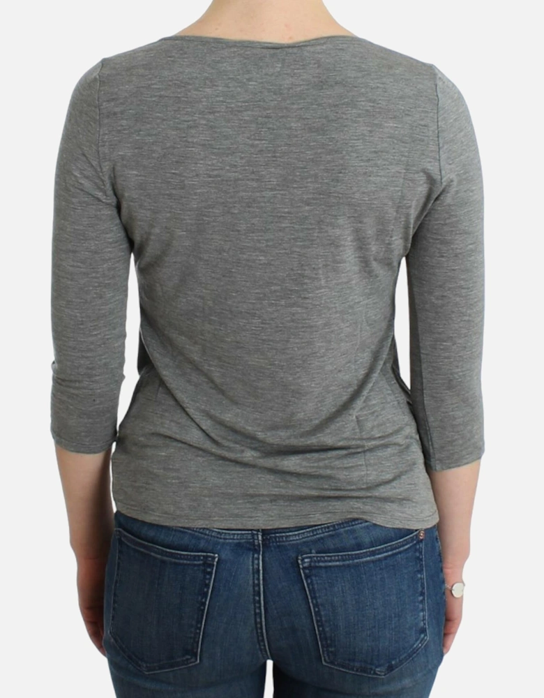 34 Sleeve Pleated Blouse Women - Gray T-Shirts
