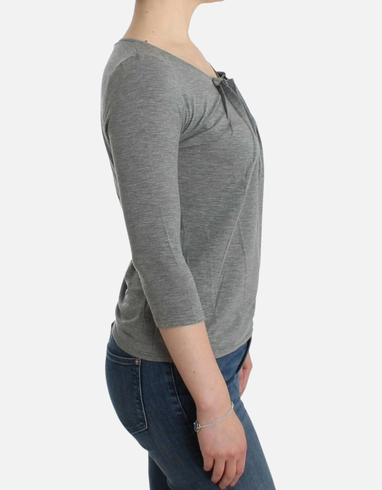 34 Sleeve Pleated Blouse Women - Gray T-Shirts