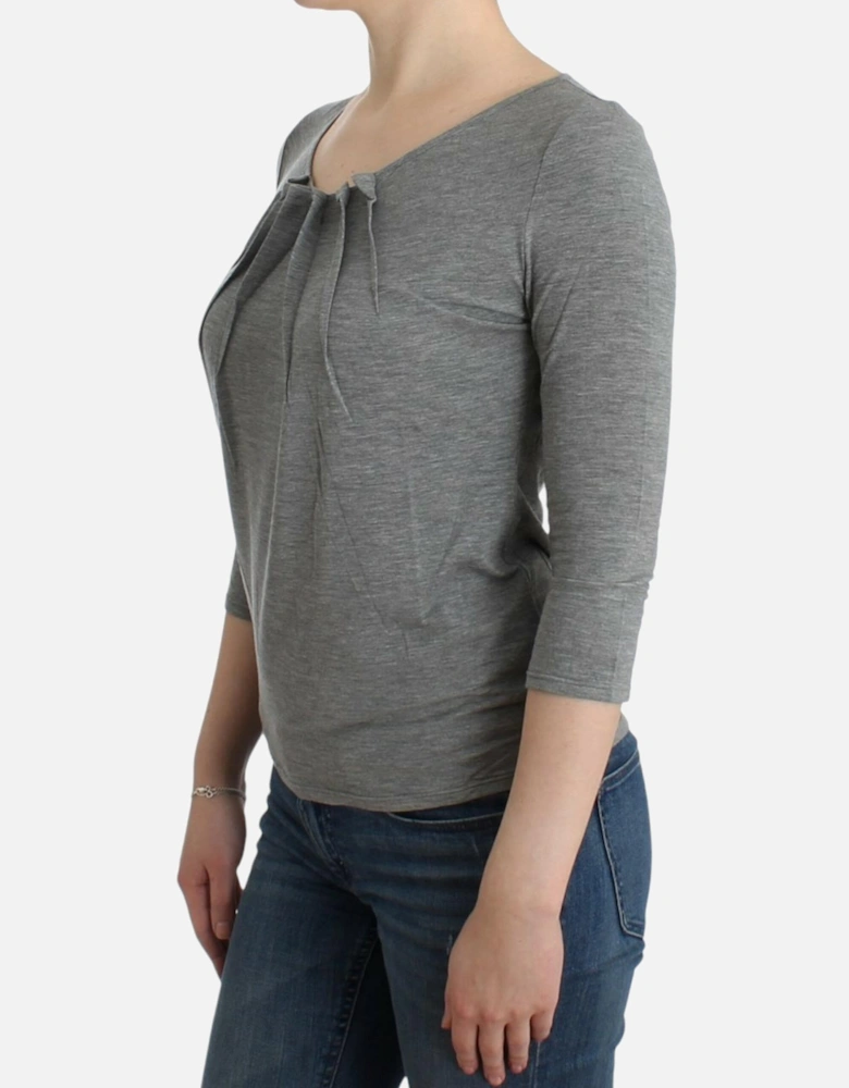 34 Sleeve Pleated Blouse Women - Gray T-Shirts