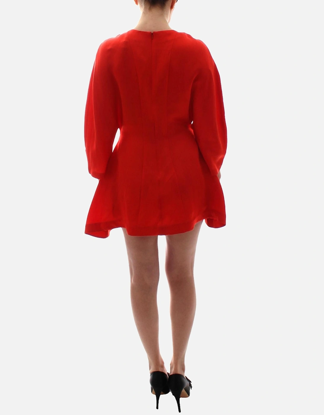 Red Mini Dress Three Quarter Sleeves Women Dresses