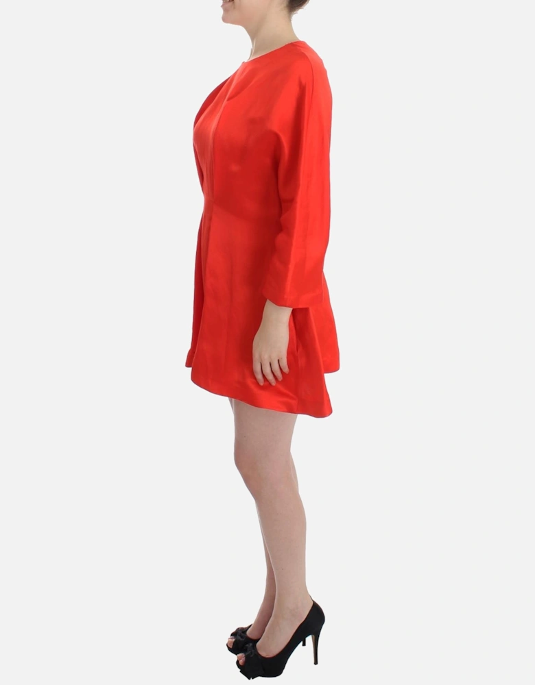 Red Mini Dress Three Quarter Sleeves Women Dresses
