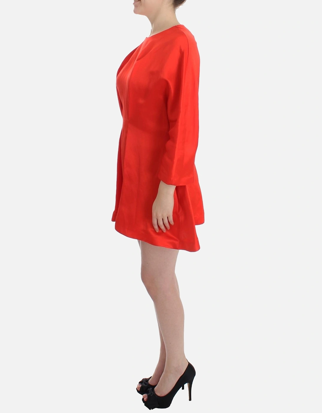 Red Mini Dress Three Quarter Sleeves Women Dresses