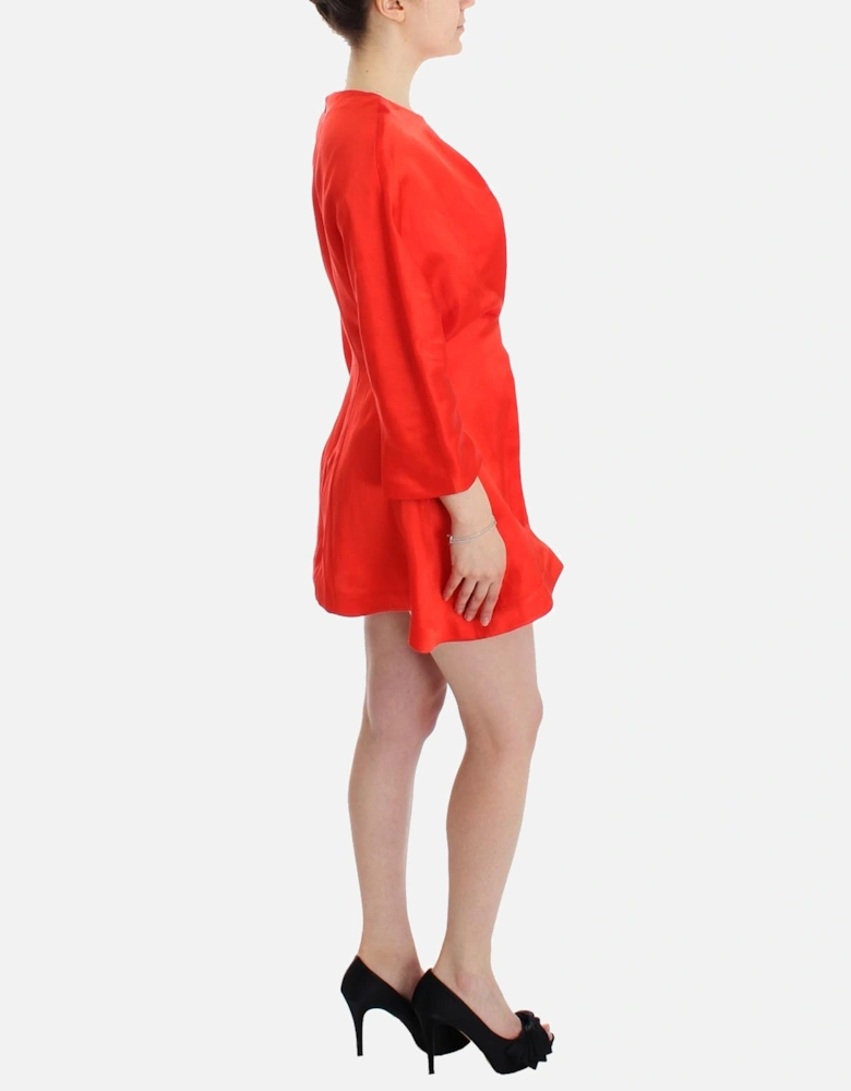 Red Mini Dress Three Quarter Sleeves Women Dresses