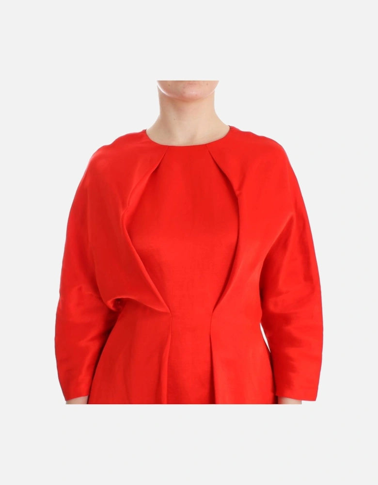 Red Mini Dress Three Quarter Sleeves Women Dresses