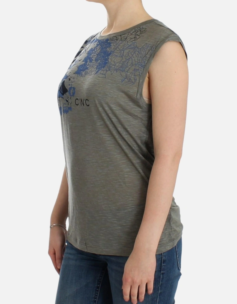 Sleeveless T-Shirt with Logo Detailing Women - Gray