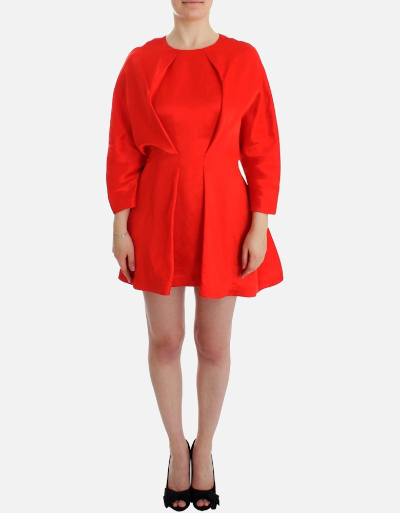 Red Mini Dress Three Quarter Sleeves Women Dresses