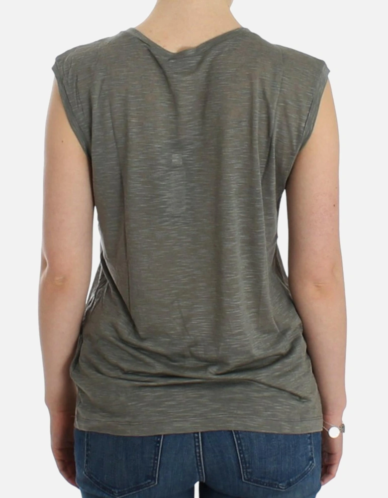 Sleeveless T-Shirt with Logo Detailing Women - Gray