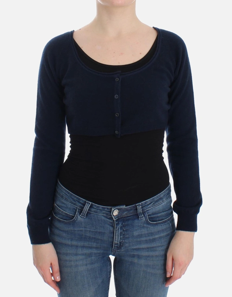 Cashmere Cropped Cardigan Women - Blue Sweaters