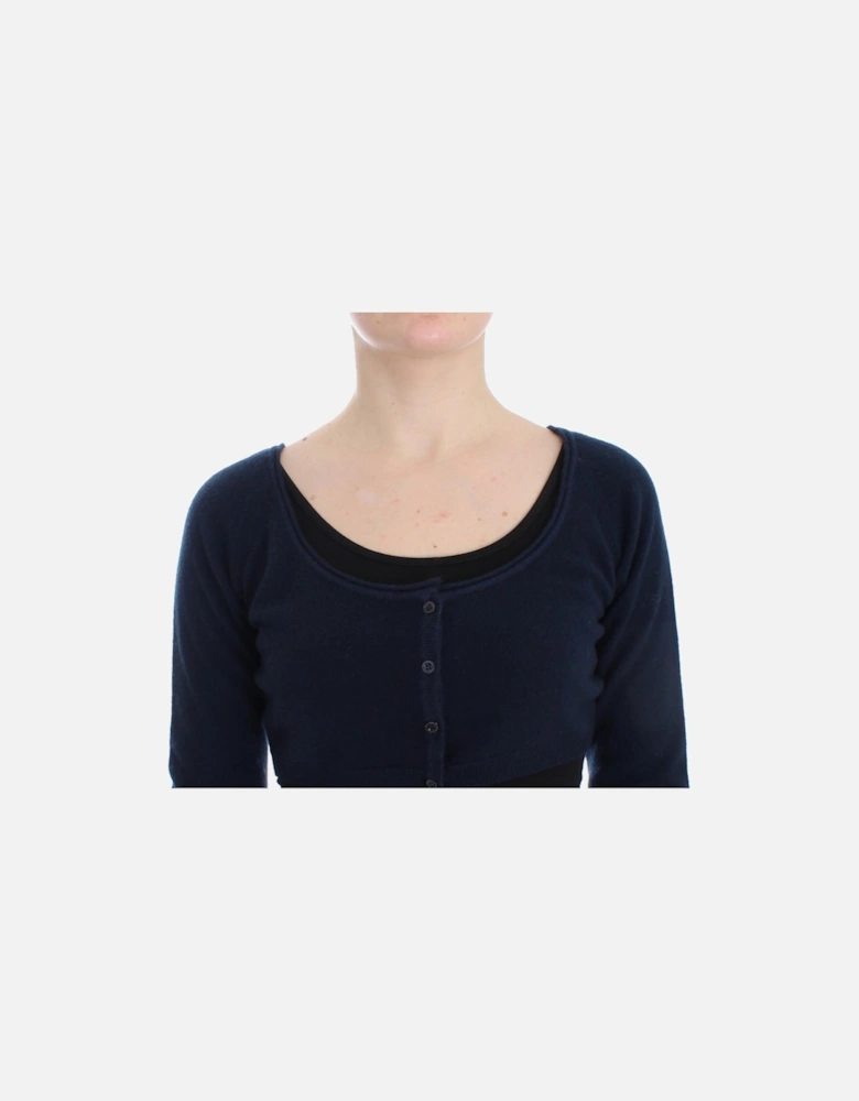 Cashmere Cropped Cardigan Women - Blue Sweaters