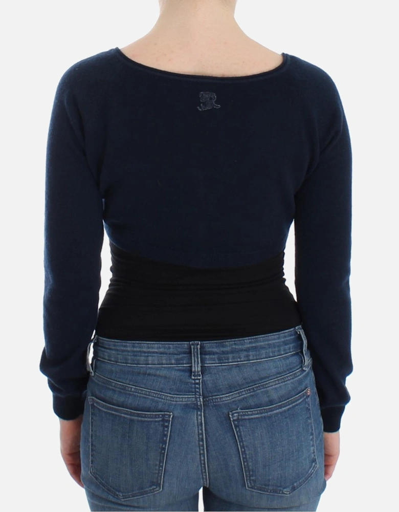 Cashmere Cropped Cardigan Women - Blue Sweaters
