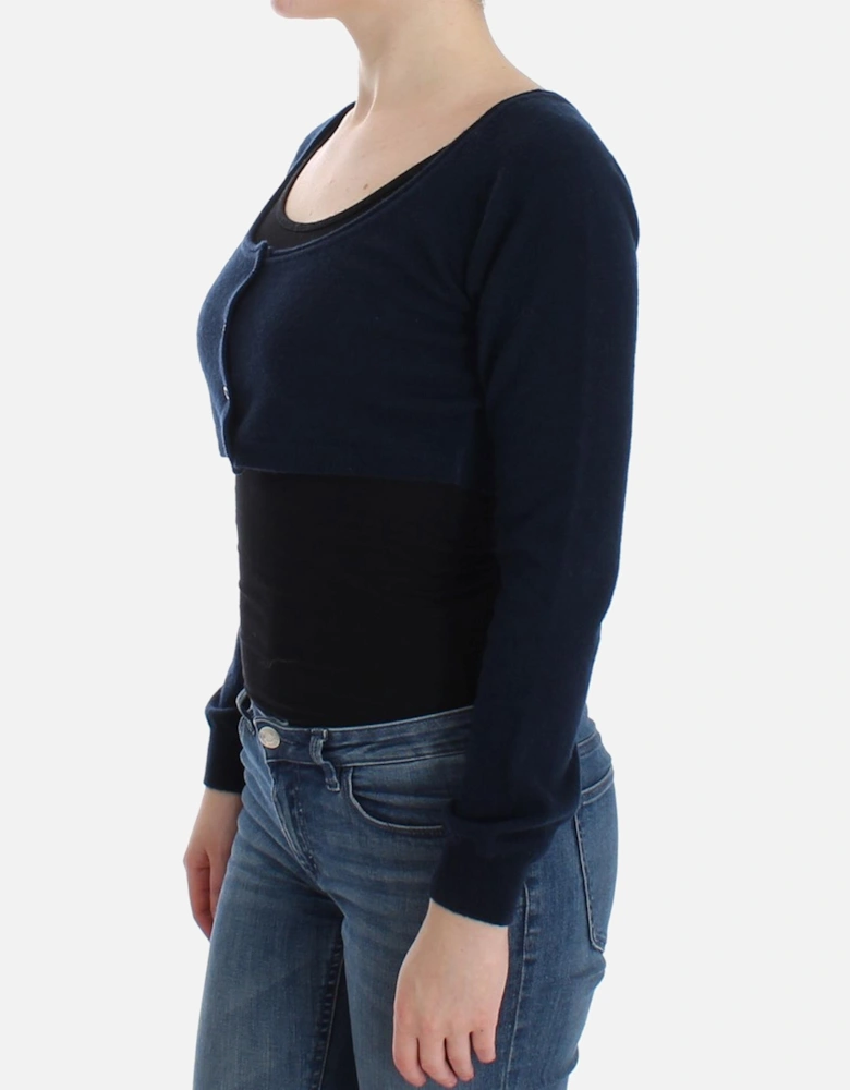Cashmere Cropped Cardigan Women - Blue Sweaters
