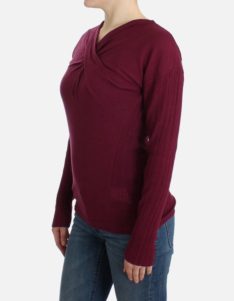 Twisted VNeck Knit Sweater Women - Purple
