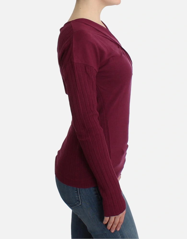 Twisted VNeck Knit Sweater Women - Purple