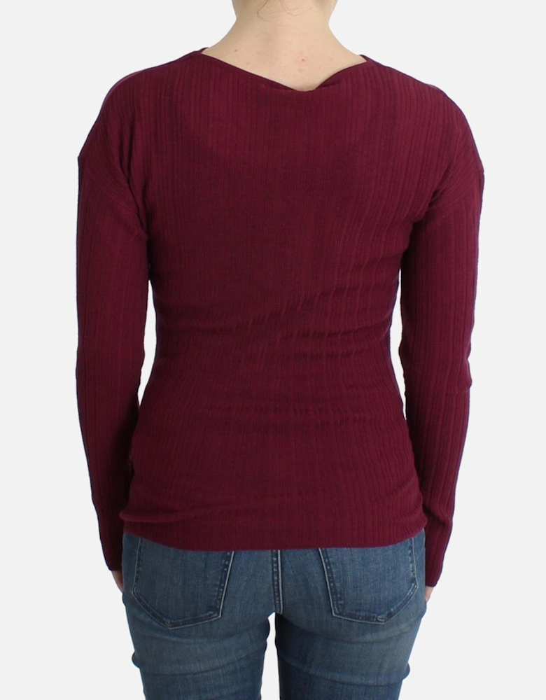 Twisted VNeck Knit Sweater Women - Purple