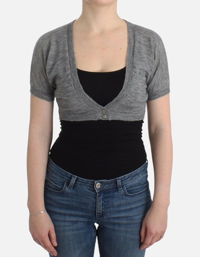 Lingerie Bolero Sweater with Button Closure Women - Gray T-Shirts