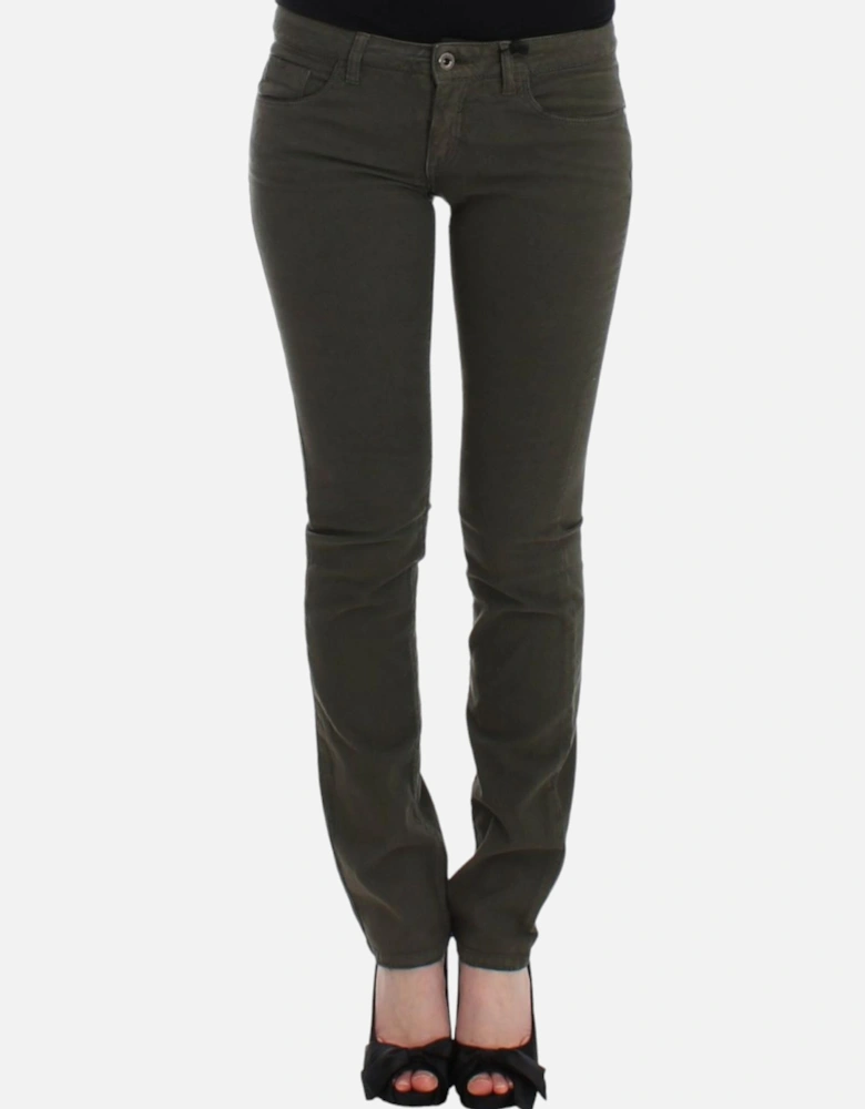 Pants Straight Leg Olive Green Women Jeans