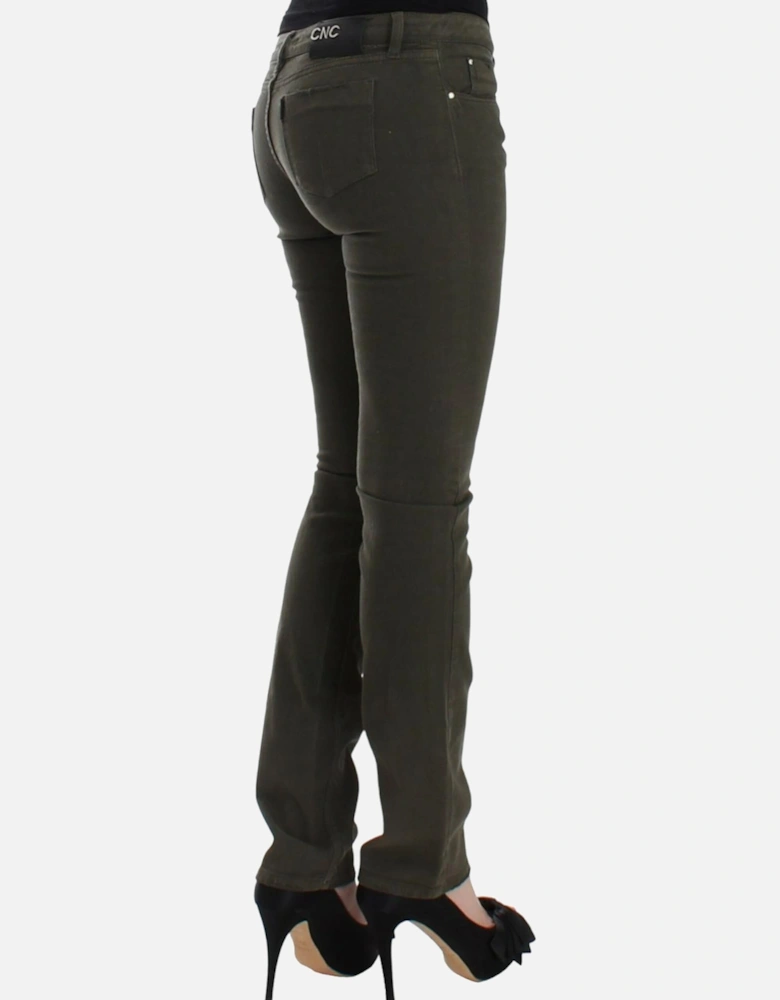 Pants Straight Leg Olive Green Women Jeans