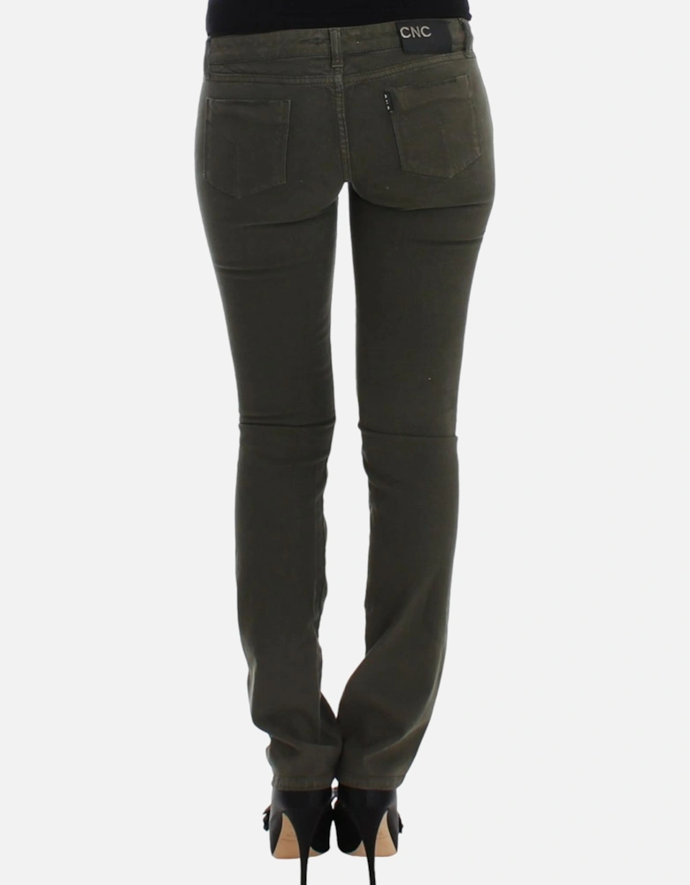 Pants Straight Leg Olive Green Women Jeans
