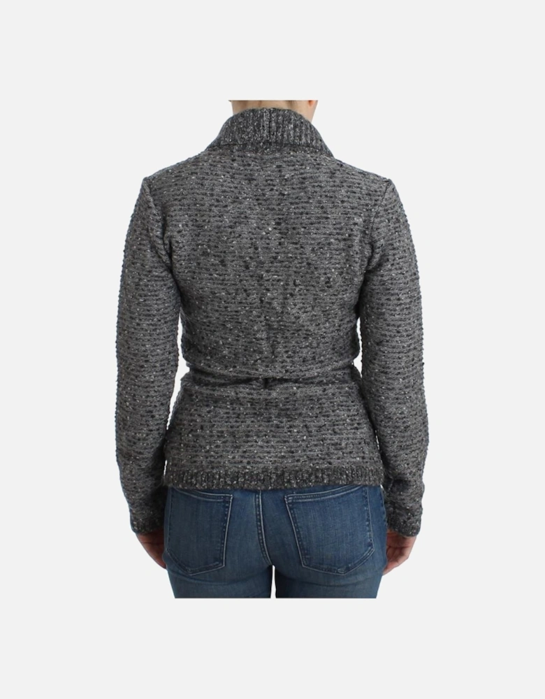 Knit Cardigan Gray Tie Waist Women Sweaters