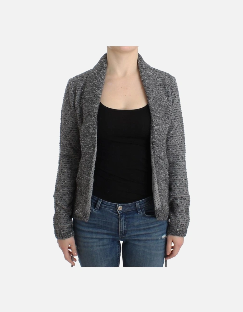 Knit Cardigan Gray Tie Waist Women Sweaters