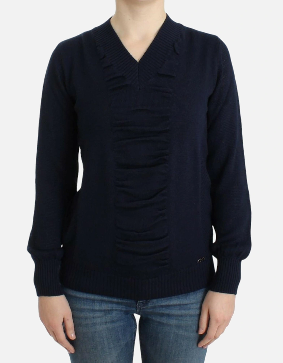 VNeck Knit Merino Wool Sweater Women - Blue, 7 of 6