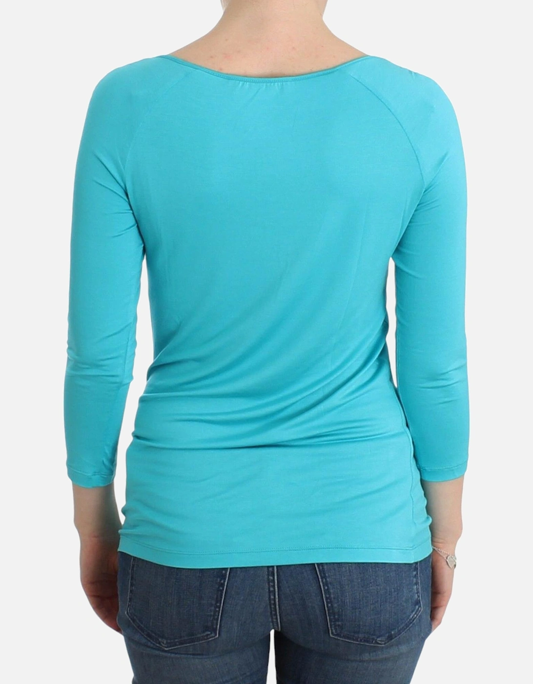 Boat Neck Knit Top Women - Blue Sweaters