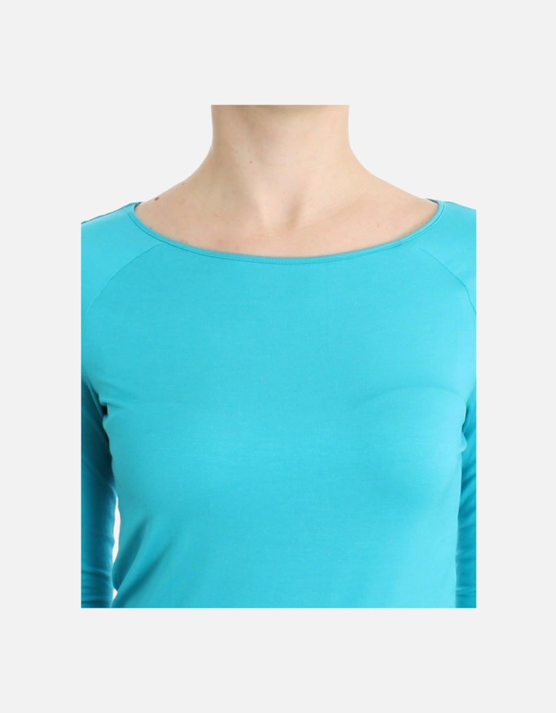 Boat Neck Knit Top Women - Blue Sweaters