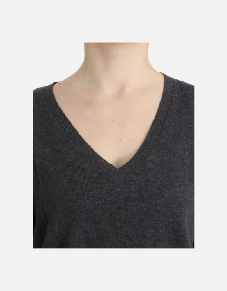 VNeck 34 Sleeve Pullover Sweater Women - Gray