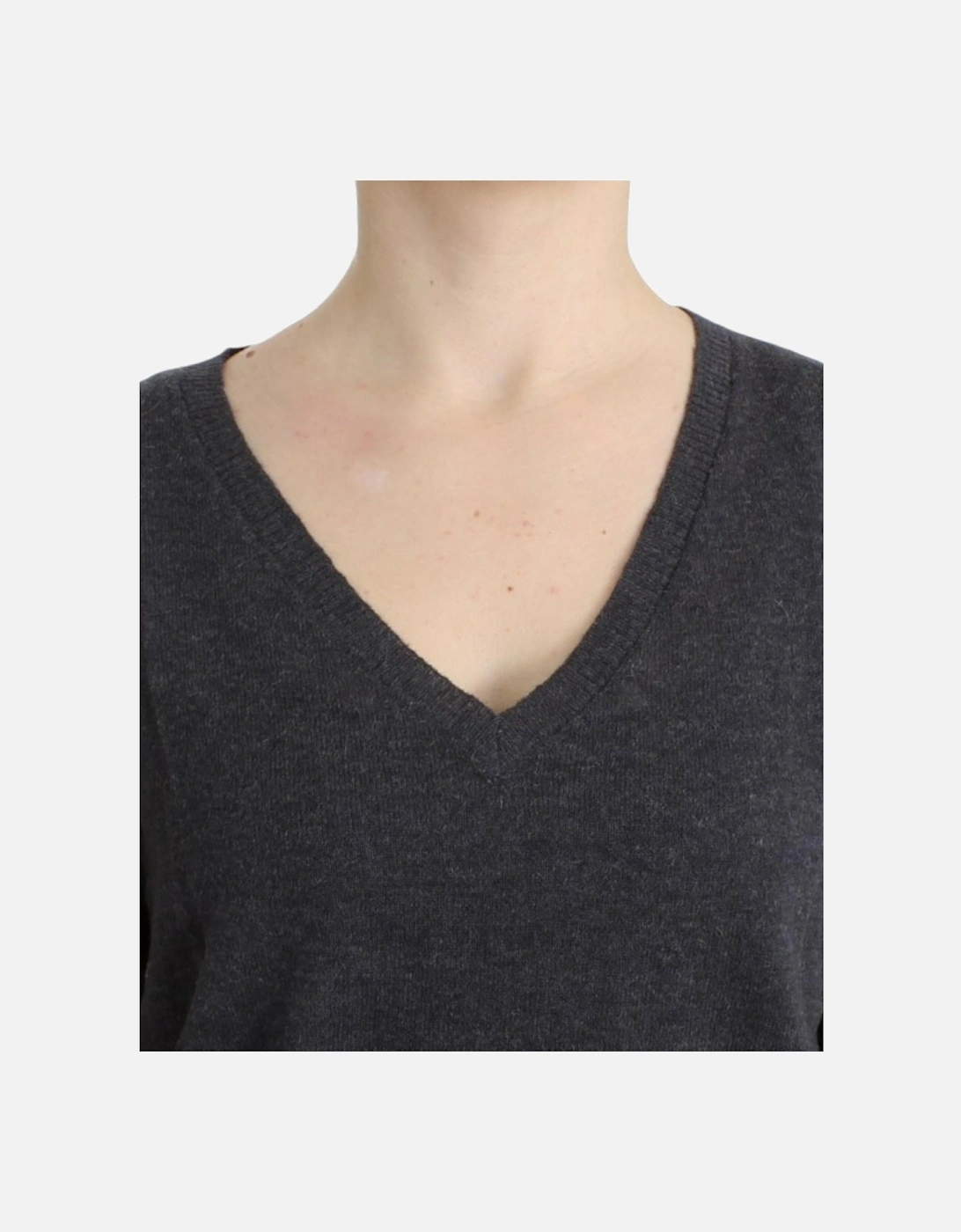 VNeck 34 Sleeve Pullover Sweater Women - Gray