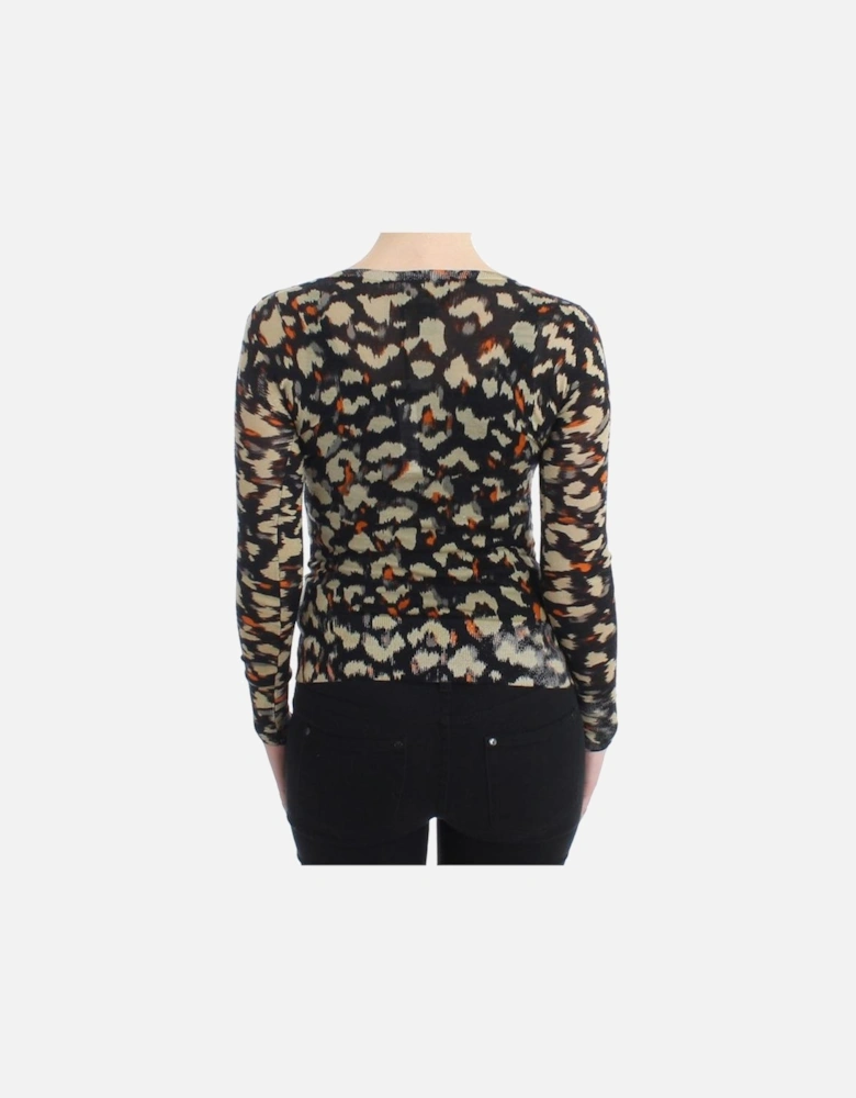 Leopard Print Vneck Sweater Women - Multicolor