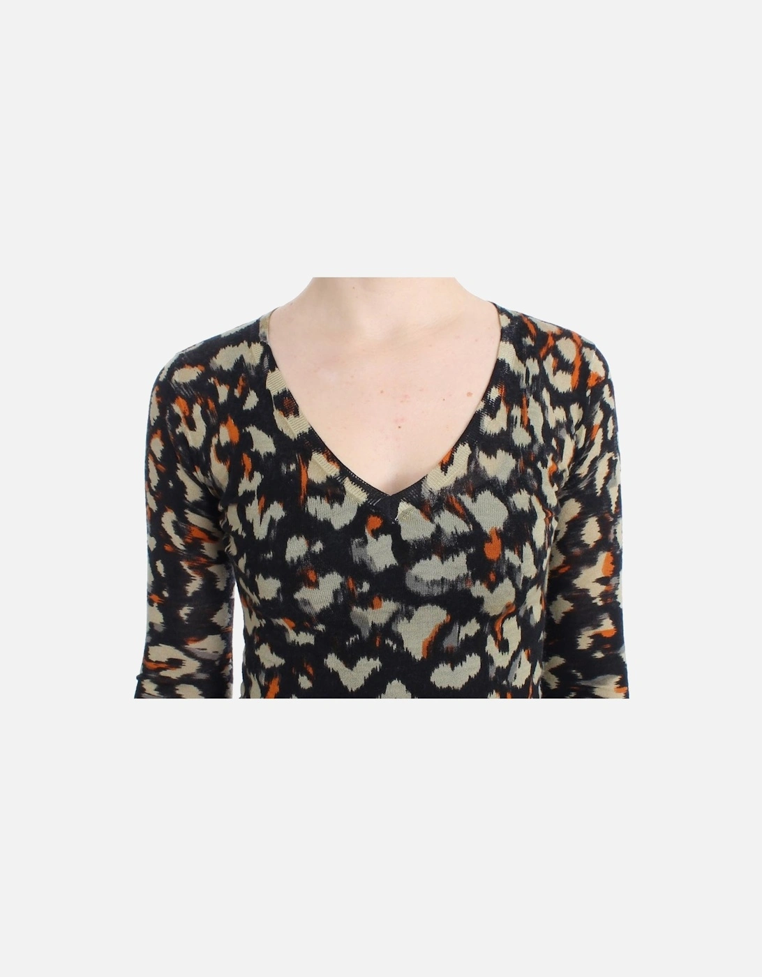 Leopard Print Vneck Sweater Women - Multicolor