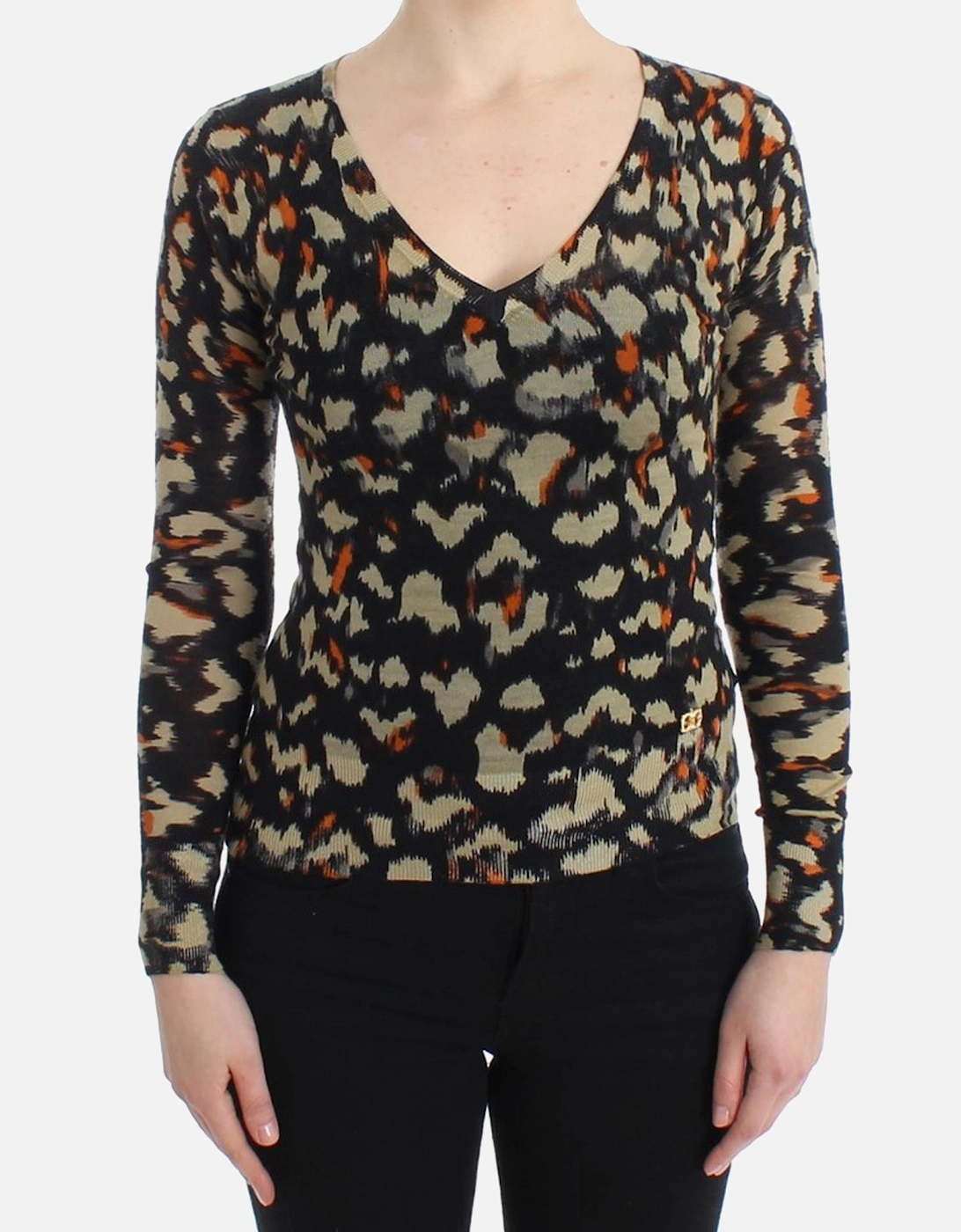 Leopard Print Vneck Sweater Women - Multicolor, 7 of 6