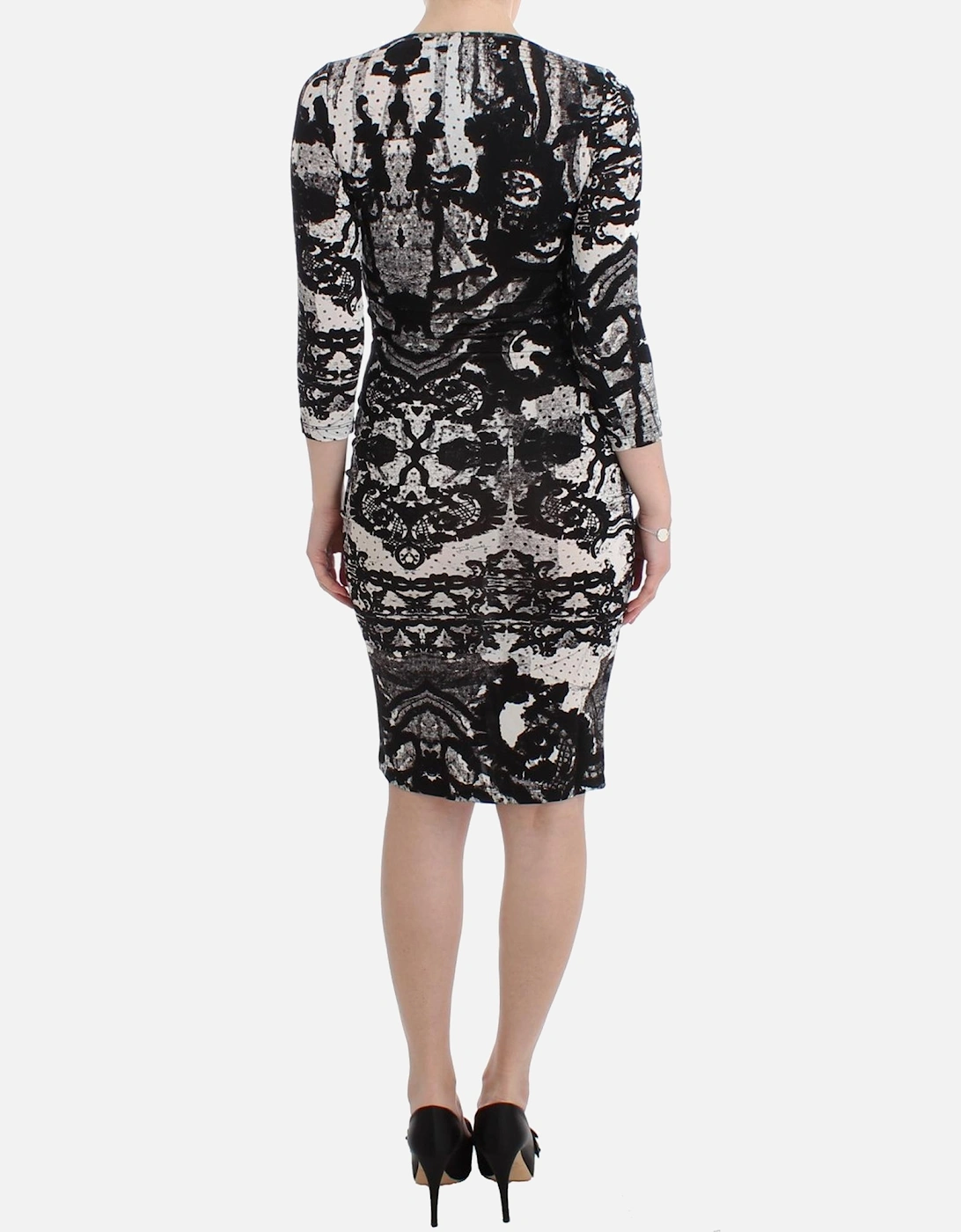 IG11996 Bodycon Dre 34 leeve quare Neck Women - Black Dresses
