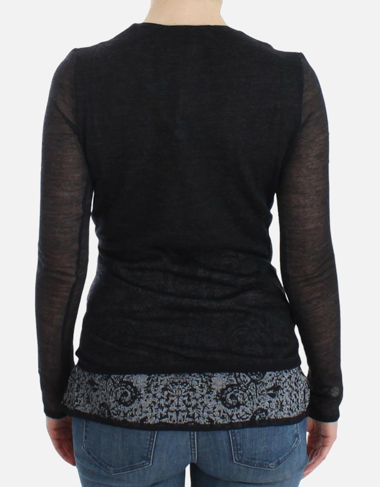 VNeck Knit Top Long Sleeve Women - Black Sweaters