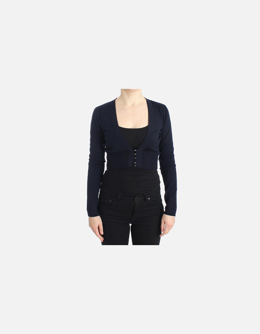Cropped VNeck Cardigan Women - Blue Sweaters, 7 of 6